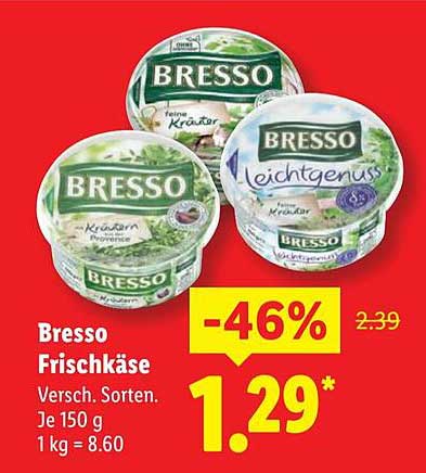 Bresso Frischkäse - Verschiedene Sorten