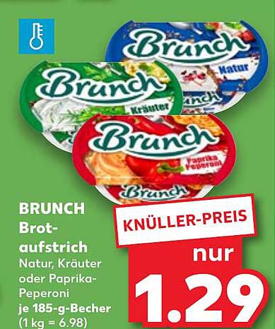 BRUNCH Brotaufstrich Natur, Kräuter oder Paprika-Peperoni je 185-g-Becher