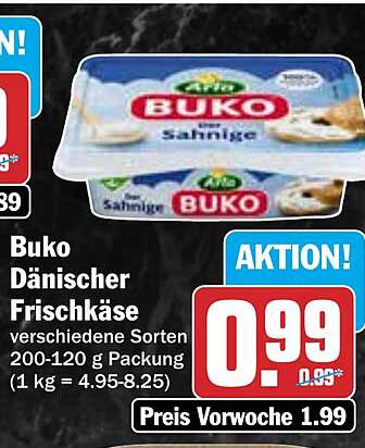 Buko Dänischer Frischkäse 200-120 g Packung - Aktion!