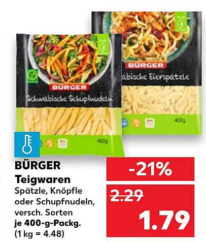 BÜRGER Teigwaren - Spätzle, Knöpfle oder Schupfnudeln, 400 g