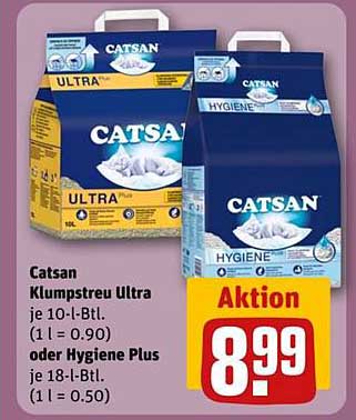 Catsan Klumpstreu Ultra je 10-l-Btl. oder Hygiene Plus je 18-l-Btl.