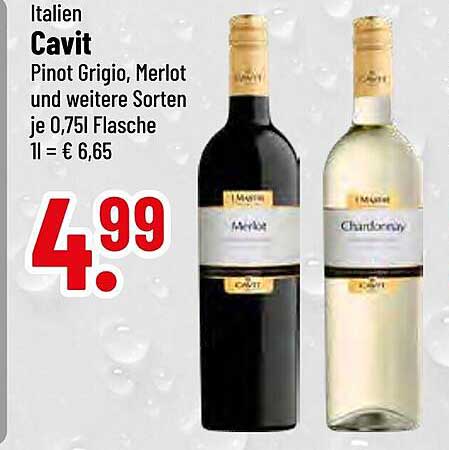 Cavit Wein – Pinot Grigio, Merlot und weitere Sorten je 0,75l Flasche