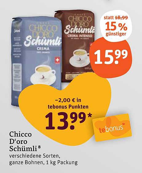 Chicco D'oro Schümli 1 kg Packung – Ideal für Kaffeeliebhaber