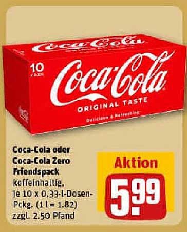 Coca-Cola oder Coca-Cola Zero Friendspack
