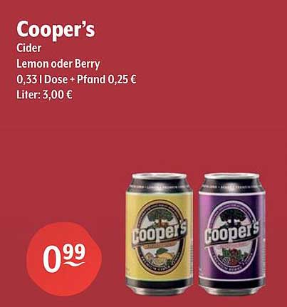 Cooper's Cider - Lemon oder Berry
