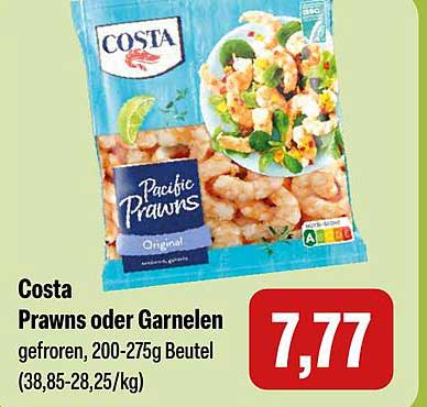 Costa Prawns oder Garnelen, gefroren, 200-275g Beutel