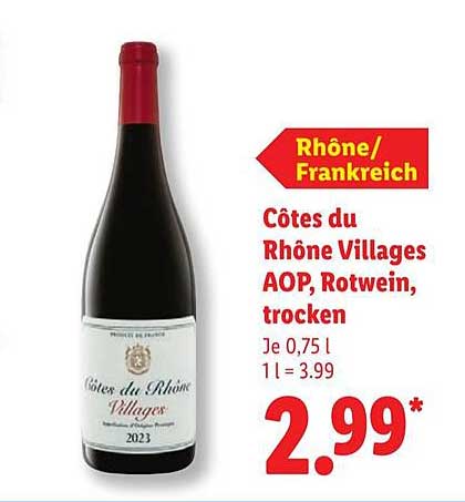 Côtes du Rhône Villages AOP, Rotwein, trocken