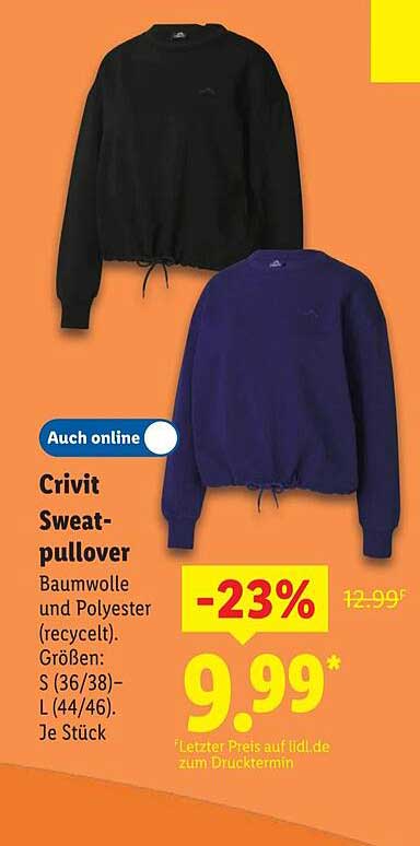Crivit Sweat-pullover - Baumwolle und Polyester (recycelt)