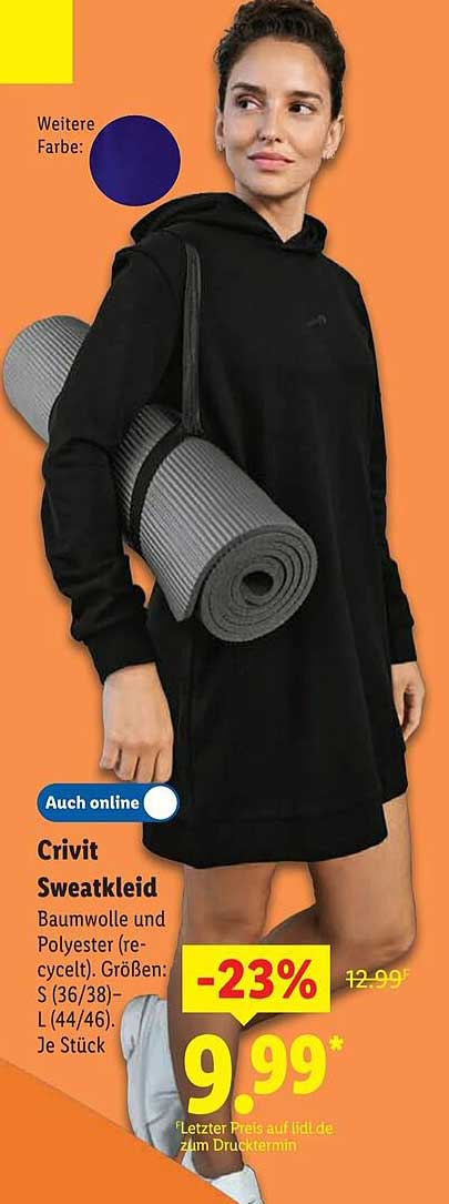 Crivit Sweatkleid - Baumwolle und Polyester (recycelt) in verschiedenen Größen