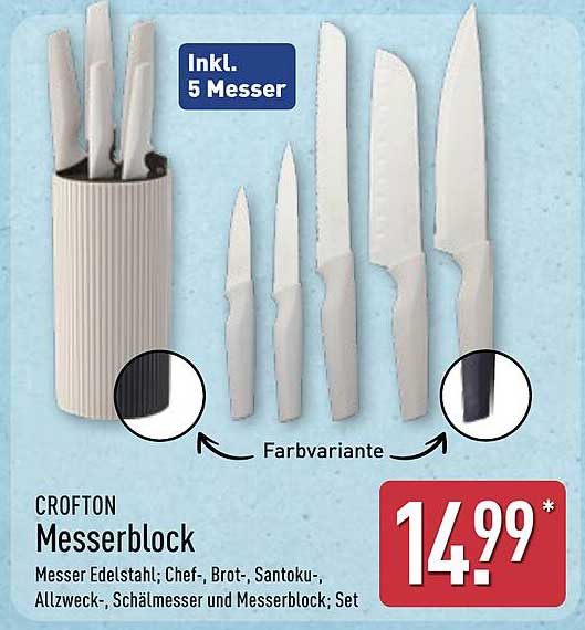 CROFTON Messerblock mit 5 Messern