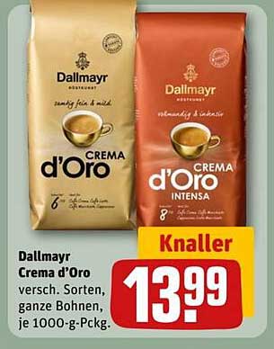 Dallmayr Crema d'Oro ganze Bohnen, 1000-g-Packung