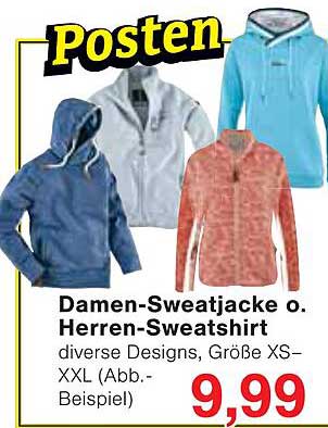 Damen-Sweatjacke o. Herren-Sweatshirt - diverse Designs, Größe XS-XXL