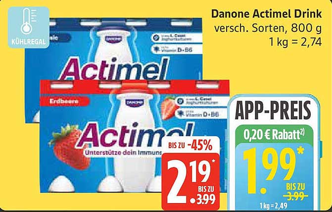 Danone Actimel Drink, verschiedene Sorten, 800 g