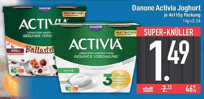 Danone Activia Joghurt je 4x115g Packung - Super-Knüller!