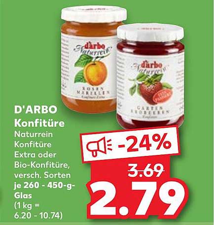 D'ARBO Konfitüre Naturrein oder Bio-Konfitüre, verschiedene Sorten