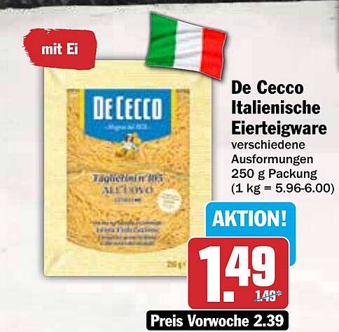 De Cecco Italienische Eierteigware 250 g