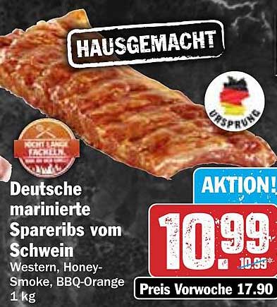Deutsche marinierte Spareribs vom Schwein - 1 kg