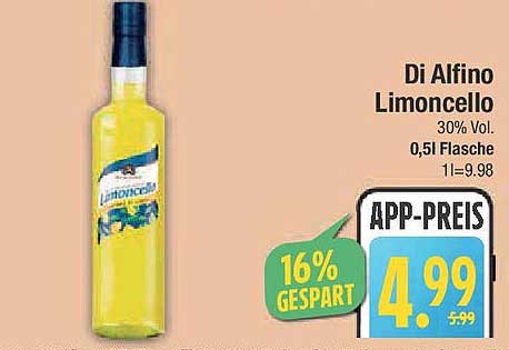 Di Alfino Limoncello 30% Vol, 0,5l Flasche