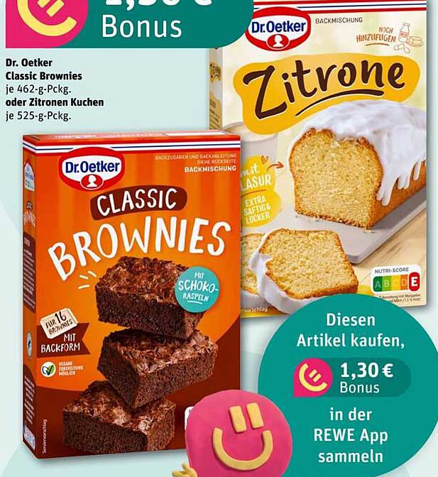 Dr. Oetker Classic Brownies 462 g oder Zitronen Kuchen 525 g