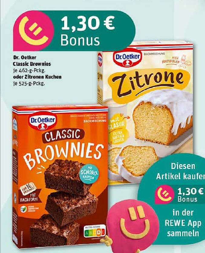 Dr. Oetker Classic Brownies oder Zitronen Kuchen - 462 g bzw. 525 g
