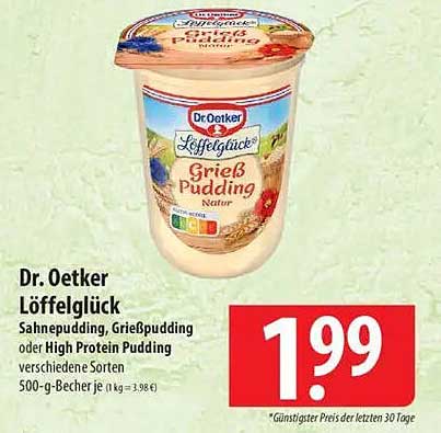 Dr. Oetker Löffelglück Sahnepudding, Grießpudding oder High Protein Pudding, 500 g