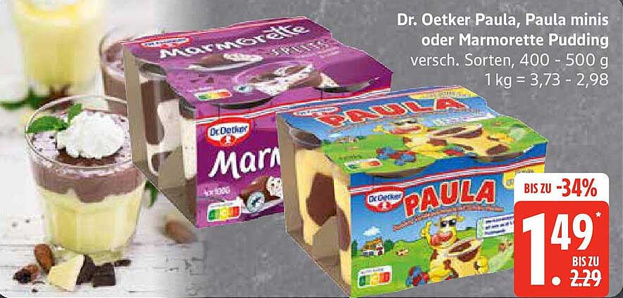 Dr. Oetker Paula, Paula minis oder Marmorette Pudding, 400 - 500 g