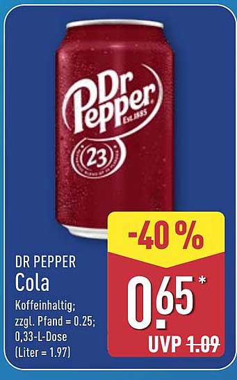 Dr Pepper Cola 0,33-L-Dose