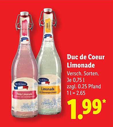 Duc de Coeur Limonade - Verschiedene Sorten