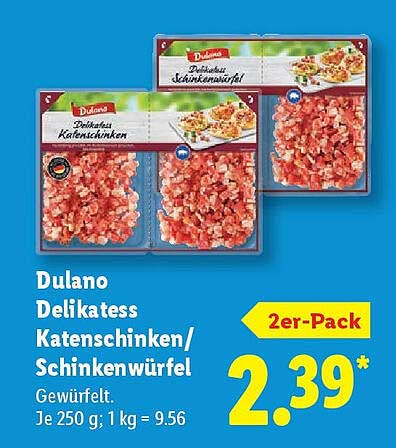Dulano Delikates Katenschinken/Schinkenwürfel 2er-Pack