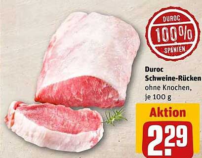 Duroc Schweine-Rücken ohne Knochen, je 100 g