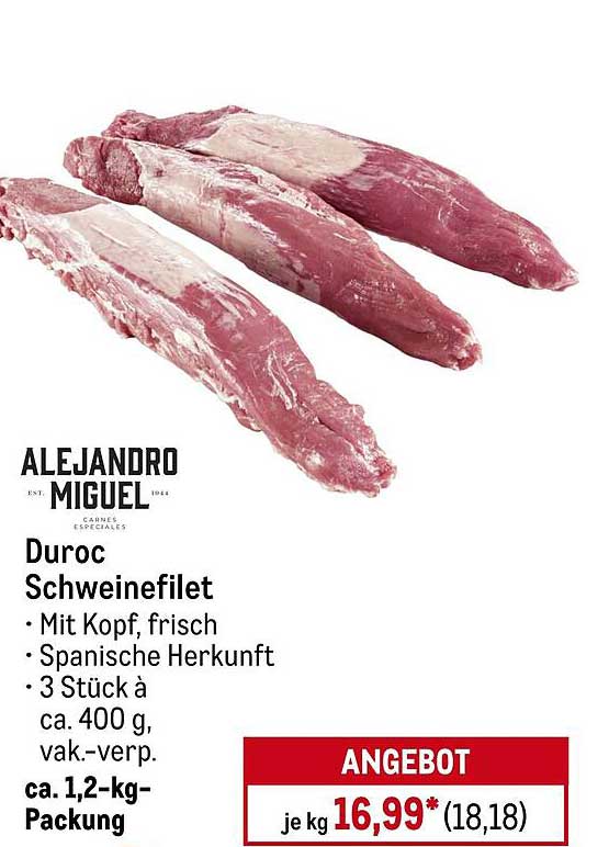 Duroc Schweinefilet - Mit Kopf, frisch, spanische Herkunft