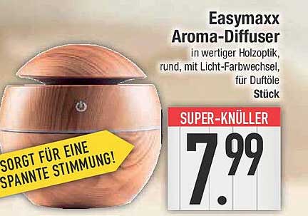 Easymaxx Aroma-Diffuser in wertiger Holzoptik mit Licht-Farbwechsel