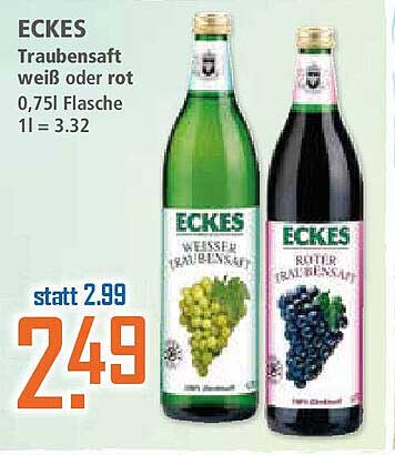 ECKES Traubensaft weiß oder rot 0,75l – jetzt zum Aktionspreis!
