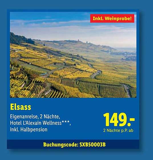 Elsass - Eigenreise, 2 Nächte im Hotel L'Alexain Wellness***, inkl. Halbpension