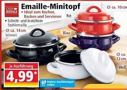 Emaille-Minitopf – Ideal zum Kochen, Backen und Servieren