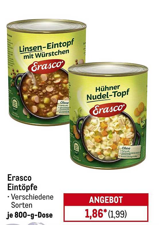 Erasco Eintöpfe – Verschiedene Sorten je 800-g-Dose