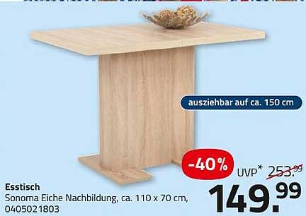 Esstisch Sonoma Eiche Nachbildung, ausziehbar auf ca. 150 cm