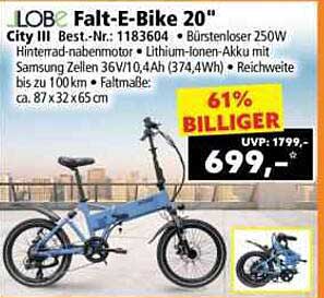 Falt-E-Bike 20" City III - jetzt 61% günstiger!