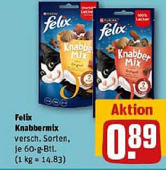 Felix Knabbermix - verschiedene Sorten, je 60-g-Btl.
