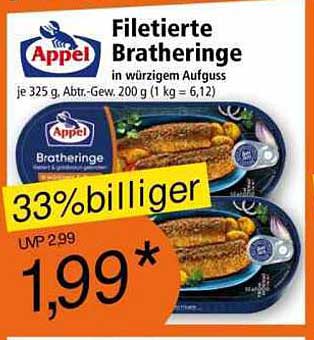 Filetierte Bratheringe in würzigem Aufguss von Appel