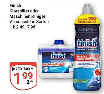 Finish Klarspüler oder Maschinenreiniger, verschiedene Sorten, 250-800 ml
