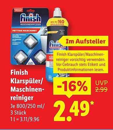 Finish Klarspüler/Maschinenreiniger - 3 Stück für nur 2,49€