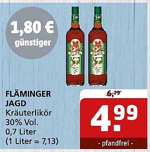 FLÄMINGER JAGD Kräuterlikör 30% Vol. 0,7 Liter