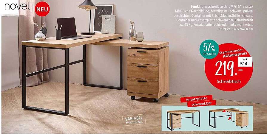Funktionsschreibtisch "MATS" – 57% sparen!