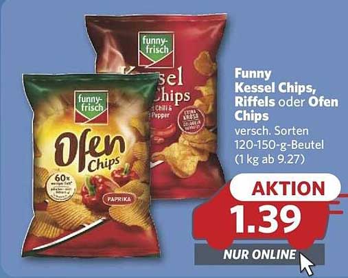 Funny Kessel Chips, Riffels oder Ofen Chips in verschiedenen Sorten