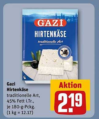 Gazi Hirtenkäse traditionelle Art, 45% Fett i.Tr., je 180-g-Pckg.