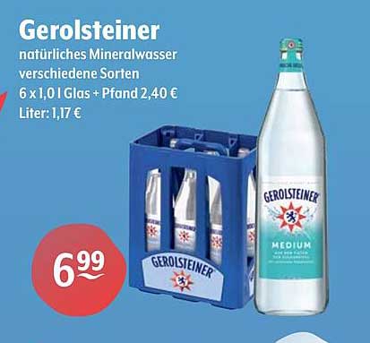 Gerolsteiner Mineralwasser 6 x 1,0 l - natürliches Mineralwasser in verschiedenen Sorten