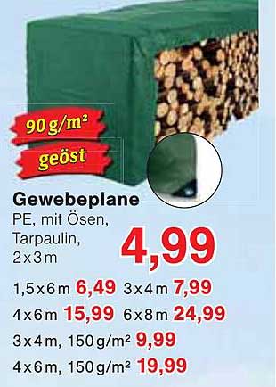 Gewebeplane PE, mit Ösen, Tarpaulin, 2x3m