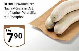 GLOBUS Weißwurst Nach Münchner Art mit frischer Petersilie, mit Phosphat
