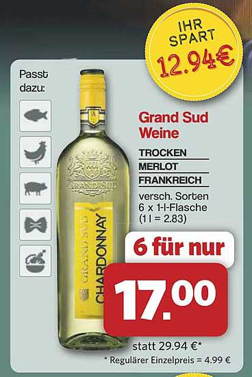 Grand Sud Weine - 6 Flaschen für nur 17,00 €